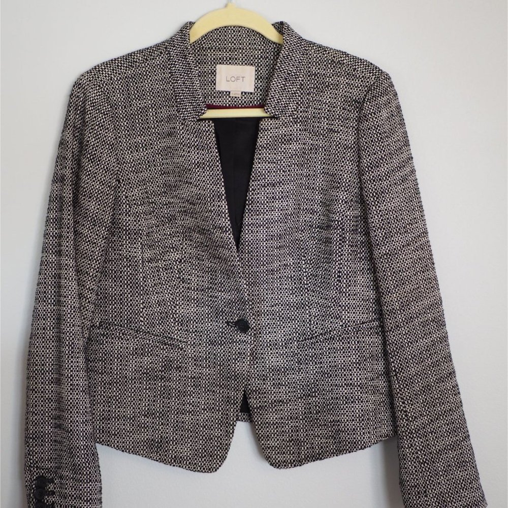 Ann Taylor LOFT Grey Black Work Jacket Size 6